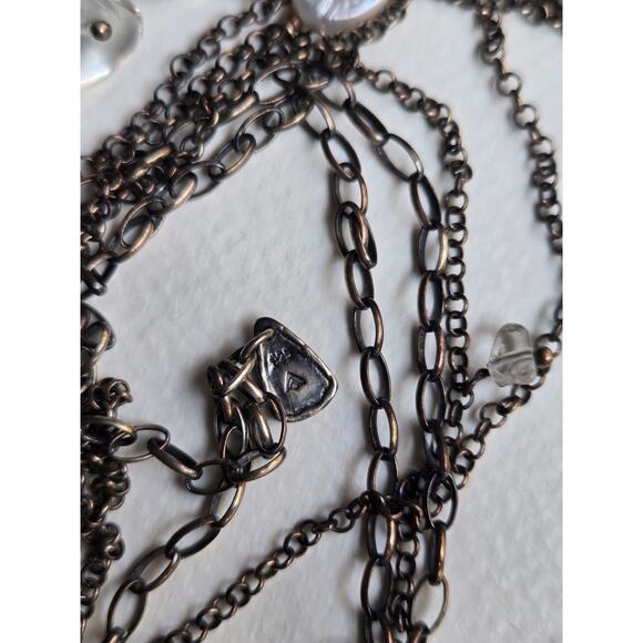 Vintage N1492 Retired Silpada Sterling Silver Crystals & Pearls Necklace, 35" - Picture 5 of 10